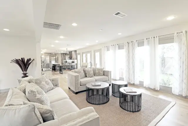 Chateau Gold living room, furnished house in Texas Medical Center / West University, Houston — luxury furnished housing in Houston